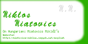 miklos miatovics business card